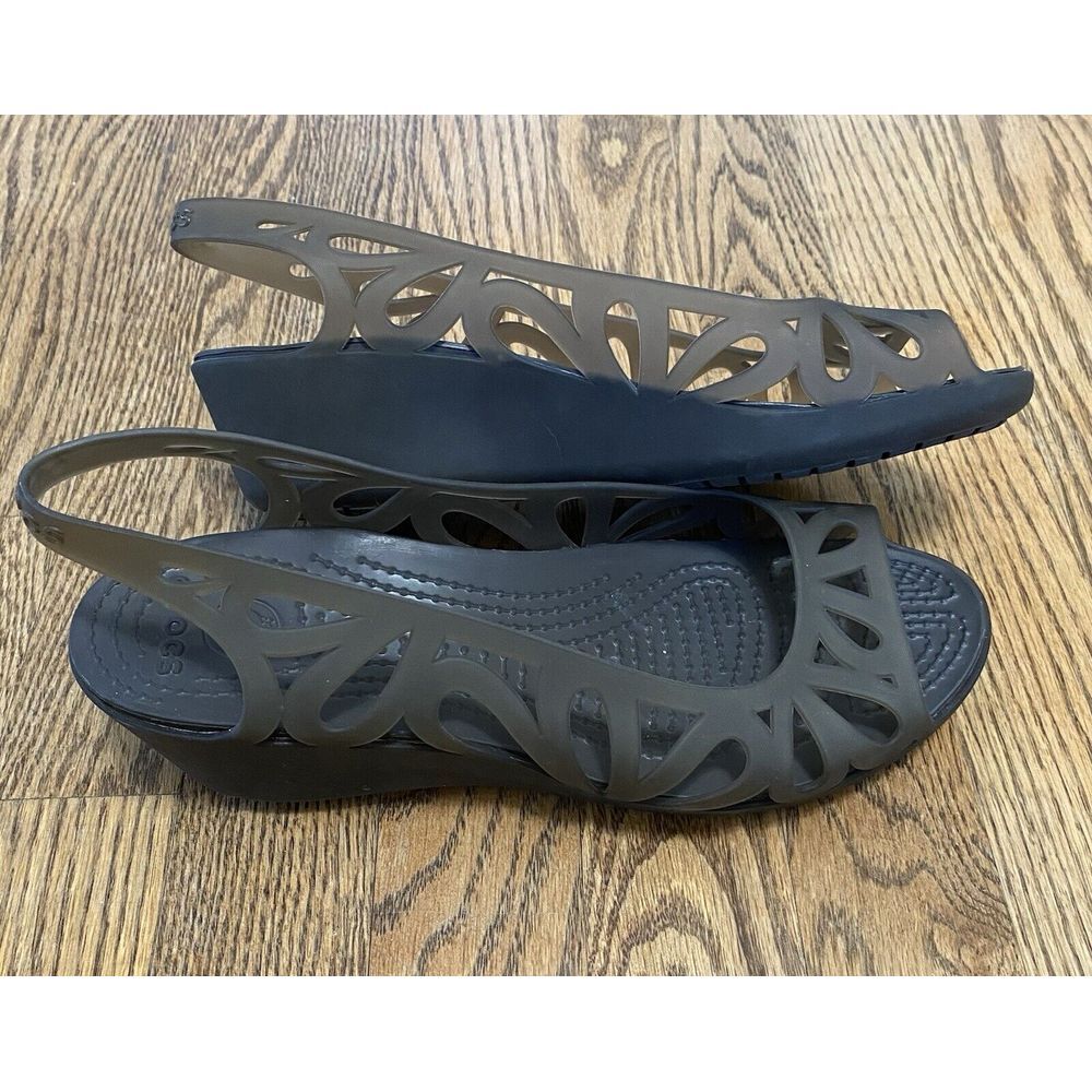 Women's Black Cutout Slingback Flats - Crocs Style